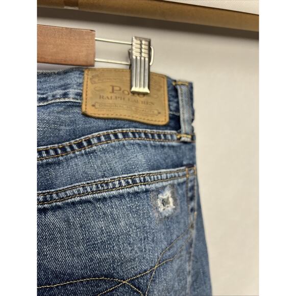 Polo Ralph Lauren Jeans Mens Size 32x32 Distressed Classic Fit Bandana Patchwork - Picture 8 of 14